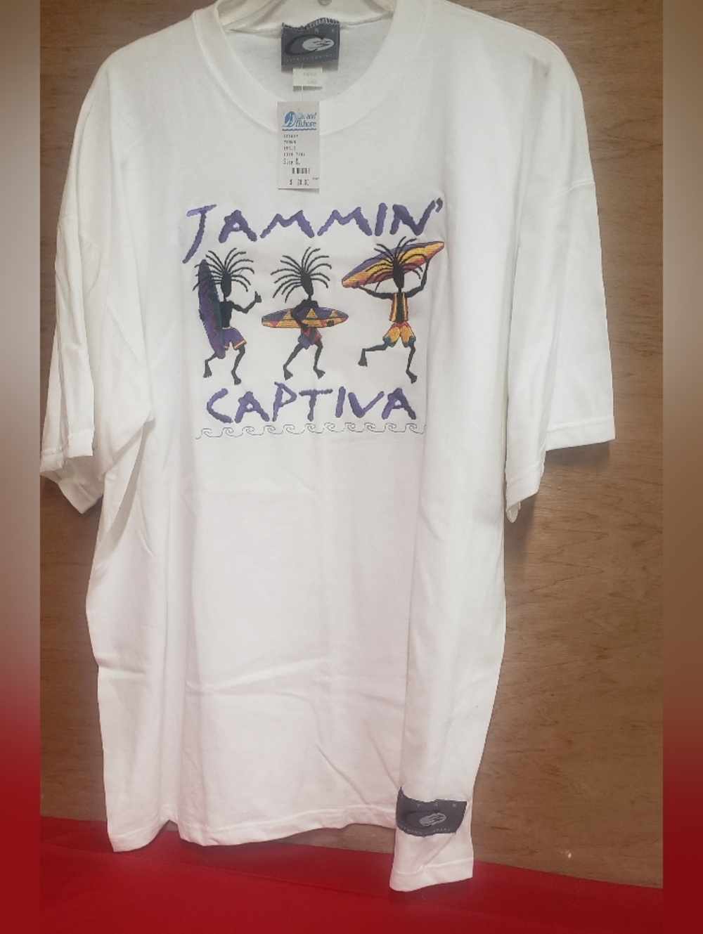 Vintage Jammin Captiva Embroidered White Tee XL